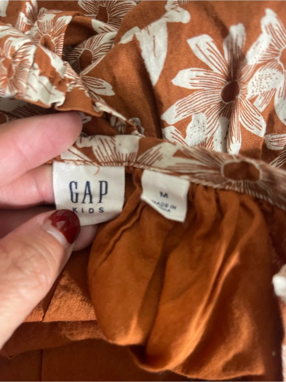 GAP Kids Burnt Orange Cotton Dress with Relaxed Fit Size Medium